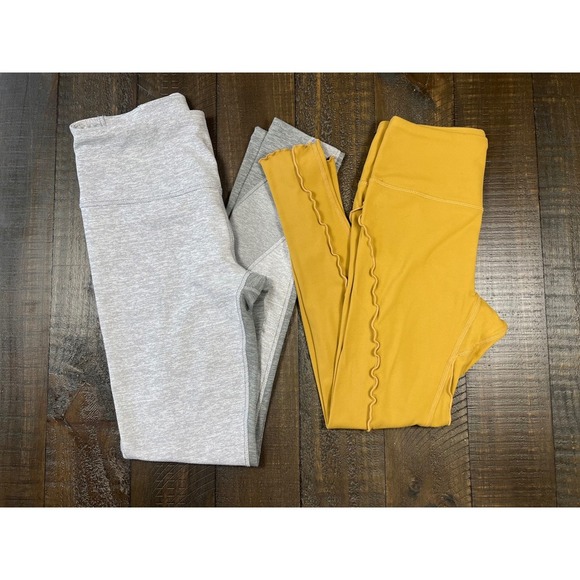 FP Movement Legging Bundle, Mustard Ruffle Detail and Gray Colorblock, Size XS - Picture 1 of 12